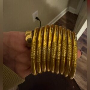BuDha Girl Gold All Weather Bangle Bracelet Set of 9